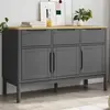 Image de Buffet Floro Gris 114x43x74 Cm Bois Massif De Pin Vidaxl