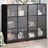 Image de Bibliothèque Avec Portes Noir 136x37x109 Cm Bois D'ingénierie Vidaxl