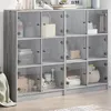 Image de vidaXL Bibliothèque avec Portes Armoire à Livres avec Poignées Meuble avec Compartiments de Salon Intérieur Moderne 3206515