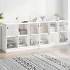 Image de Bibliothèque Avec Portes Blanc 204x37x75 Cm Bois D'ingénierie Vidaxl