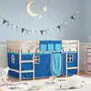 Image de Lit Mezzanine Enfants Avec Rideaux Sans Matelas Bleu 80x200cm Vidaxl