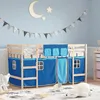 Image de vidaXL Lit Mezzanine Enfants et Rideaux Lit Surélevé pour Enfants avec Échelle Meuble de Rangement Chambre Moderne Bleu 3206956