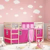 Image de vidaXL Lit Mezzanine Enfants et Rideaux Lit Surélevé pour Enfants avec Échelle Meuble de Rangement Chambre Moderne Rose 3206957