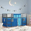 Image de Lit Mezzanine Enfants Avec Rideaux Sans Matelas Bleu 90x190 Cm Vidaxl