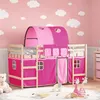Image de vidaXL Lit Mezzanine Enfants avec Tunnel Lit Surélevé pour Enfants avec Échelle Meuble de Rangement Chambre Moderne Rose 3206984