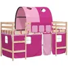Image de Lit Mezzanine Enfants Avec Tunnel Sans Matelas Rose 90x190 Cm Vidaxl