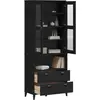 Image de Buffet Viken Noir 80x40x200 Cm Bois Massif De Pin Vidaxl