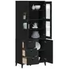Image de Buffet Viken Noir 80x40x190 Cm Bois Massif De Pin Vidaxl