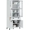 Image de Buffet Viken Blanc 80x40x190 Cm Bois Massif De Pin Vidaxl