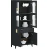 Image de Buffet Viken Noir 80x40x190 Cm Bois Massif De Pin Vidaxl