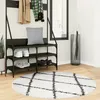 Image de Tapis Shaggy À Poils Longs Moderne Crème Et Noir Ø 120 Cm Vidaxl