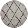 Image de Tapis Shaggy À Poils Longs Moderne Beige Et Anthracite Ø 120 Cm Vidaxl