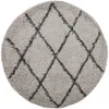 Image de Tapis Shaggy À Poils Longs Moderne Beige Et Anthracite Ø 160 Cm Vidaxl