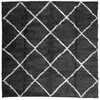 Image de Tapis Shaggy À Poils Longs Moderne Noir Et Crème 120x120 Cm Vidaxl