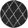 Image de Tapis Shaggy À Poils Longs Moderne Noir Et Crème Ø 280 Cm Vidaxl