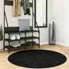 Image de Tapis Oviedo À Poils Courts Noir Ø 120 Cm Vidaxl