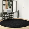 Image de Tapis Oviedo À Poils Courts Noir Ø 200 Cm Vidaxl