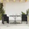 Image de Ensemble De Bistro 3 Pcs Avec Coussins Noir Résine Tressée Vidaxl