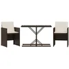 Image de Ensemble De Bistro 3 Pcs Avec Coussins Marron Résine Tressée Vidaxl