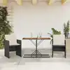 Image de Ensemble De Bistro 3 Pcs Avec Coussins Noir Résine Tressée Vidaxl