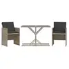 Image de Vidaxl ensemble de bistro 3 pcs et coussins gris clair résine tressée