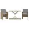Image de Vidaxl ensemble de bistro 3 pcs coussins mélange beige résine tressée