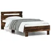 Image de vidaXL Cadre de lit sans matelas avec lumières LED chêne fumé 75x190cm 838754
