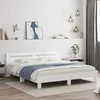 Image de vidaXL Cadre de Lit avec Tête de Lit et LED Lit Double avec Sommier à Lattes Lit Adulte de Chambre Blanc 200x200 cm Bois 3207518