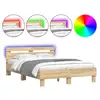 Image de Vidaxl cadre de lit avec led sans matelas chêne sonoma 135x190 cm