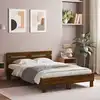 Image de Cadre De Lit Avec Led Sans Matelas Chêne Marron 135x190 Cm Vidaxl