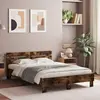Image de Cadre De Lit Avec Led Sans Matelas Chêne Fumé 120x190 Cm Vidaxl