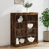 Image de Buffet Avec Lumières Led Chêne Fumé 81x37x100 Cm Vidaxl