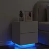 Image de vidaXL Armoire de Chevet avec Lumières LED Table de Chevet avec 7 Tiroirs Table de Nuit avec Rangement Chambre Moderne 836735