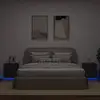 Image de Armoires De Chevet Et Lumières Led 2 Pcs Noir Bois D'ingénierie Vidaxl