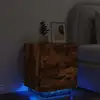 Image de Armoire De Chevet Et Lumières Led Chêne Fumé Bois D'ingénierie Vidaxl