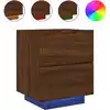 Image de Armoire De Chevet Et Lumières Led Chêne Marron Bois Ingénierie Vidaxl
