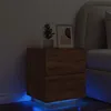 Image de vidaXL Armoire de Chevet avec Lumières LED Table de Chevet avec 7 Tiroirs Table de Nuit Chambre Moderne Chêne Marron 836747