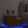 Image de vidaXL Table de Chevet avec Lumières LED Armoire de Nuit avec Rangement Table de Nuit Chambre Moderne Chêne Marron Bois 836783