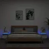 Image de vidaXL Armoires de Chevet avec Lumières LED 2 pcs Tables de Chevet avec Rangement Tables de Nuit Chambre Moderne Blanc 836785