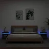 Image de vidaXL Armoires de Chevet avec Lumières LED 2 pcs Tables de Chevet avec Rangement Tables de Nuit Chambre Moderne Noir 836787