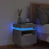 Image de vidaXL Armoire de Chevet avec Lumières LED Table de Chevet avec Rangement Table de Nuit Chambre Moderne Gris Béton Bois 836790