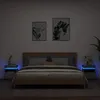 Image de vidaXL Armoires de Chevet avec Lumières LED 2 pcs Tables de Chevet avec Rangement Tables de Nuit Chambre Moderne Gris 836791