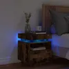 Image de vidaXL Armoire de Chevet avec Lumières LED Table de Chevet avec Rangement Table de Nuit Chambre Moderne Chêne Fumé Bois 836792