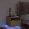 Image de Table De Chevet Avec Lumières Led Chêne Sonoma 40x39x37 Cm Vidaxl
