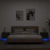 Image de vidaXL Tables de Chevet Murales avec Lumières LED 2 pcs Armoires de Nuit Tables de Nuit Chambre Moderne Noir Bois 836815