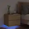 Image de Table De Chevet Murale Avec Lumières Led Chêne Sonoma Vidaxl