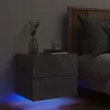 Image de vidaXL Table de Chevet Murale avec Lumières LED Armoire de Nuit Table de Nuit Armoire de Chevet Chambre Moderne Gris 836818