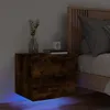 Image de vidaXL Table de Chevet Murale avec Lumières LED Armoire de Nuit Table de Nuit Armoire de Chevet Chambre Moderne Chêne 836820