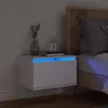 Image de vidaXL Table de Chevet Murale avec Lumières LED Armoire de Nuit Table de Nuit Armoire de Chevet Chambre Moderne Blanc 836826
