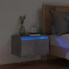 Image de vidaXL Table de Chevet Murale avec Lumières LED Armoire de Nuit Table de Nuit Armoire de Chevet Chambre Moderne Gris 836832
